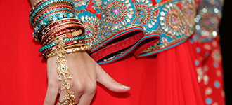 Cropped image of a woman dressed in traditional Indian garb